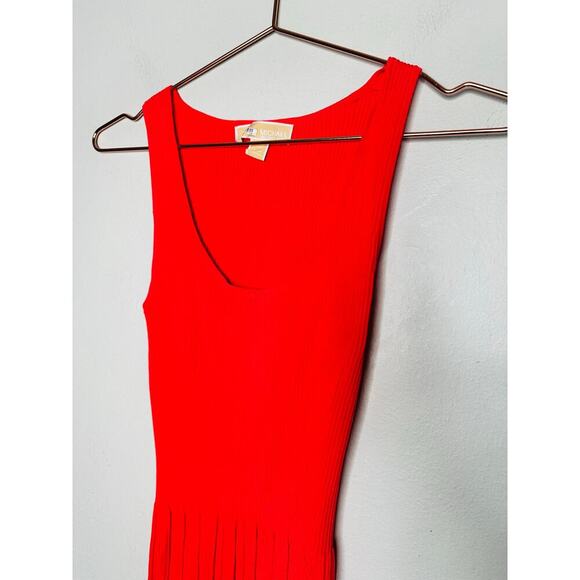 MICHAEL KORS Red Ribbed Sleeveless Scoop Neck Tank Dress Size Extra Small - Picture 5 of 13